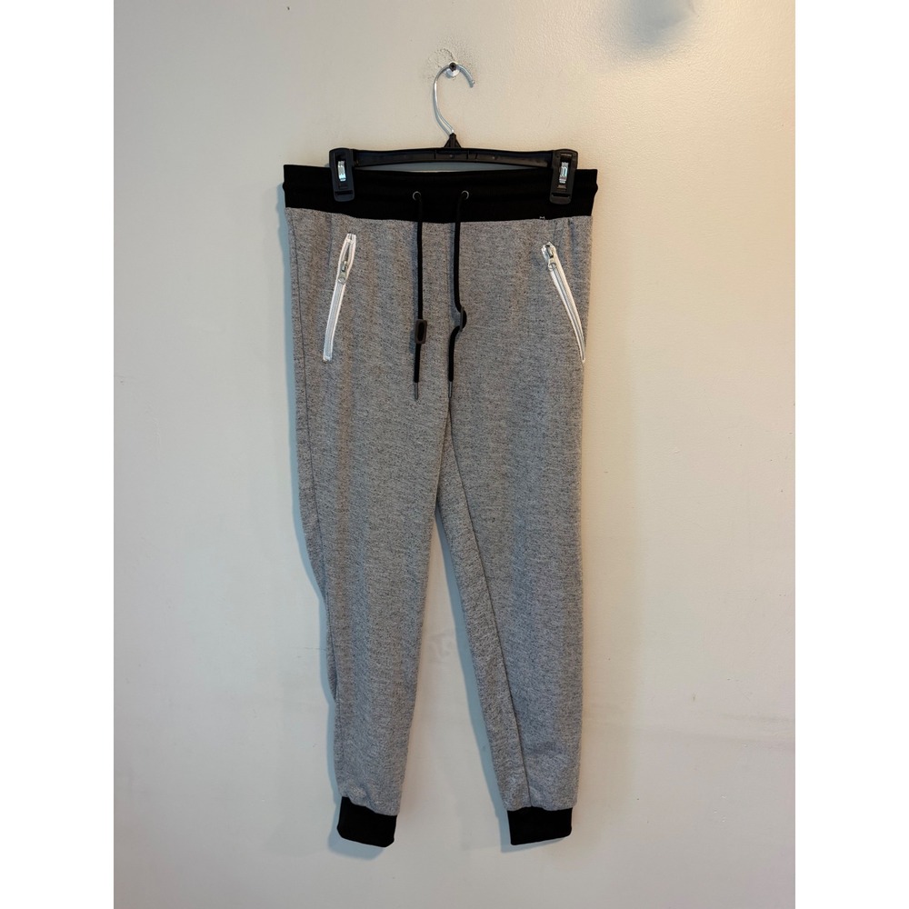 Galaxy by Harvic Mens Gray Marl Jogger Sweatpants Small Zipper Pockets Joggers